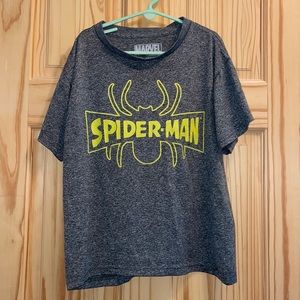 VGUC Spider-Man Logo Gray Youth Tee T Shirt Size M / L Medium Soft Silky Feel